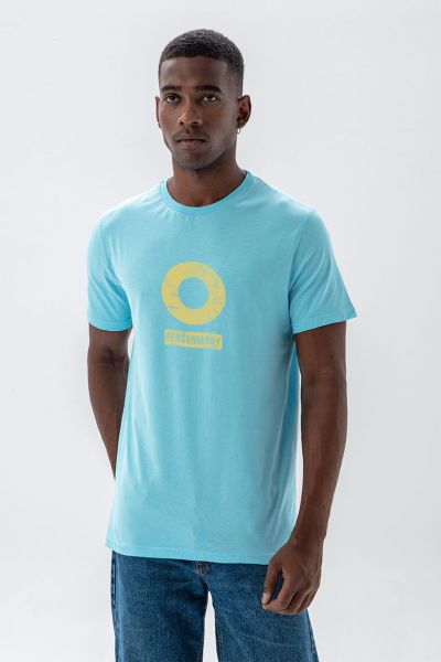 Blue Soft Fabric Basic Design Short Sleeve Tee