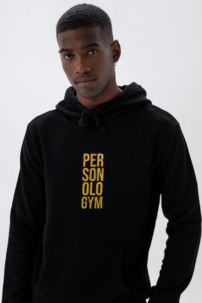 Black Premium Cotton Personologym Design Pullover Hoodie