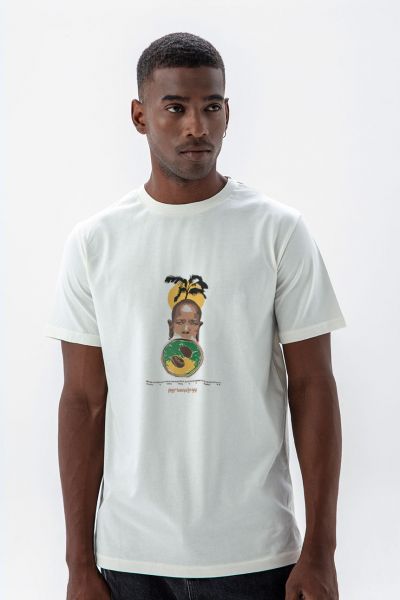 Off White Soft Fabric Ethiopian Beauty Design Short Sleeve Tee