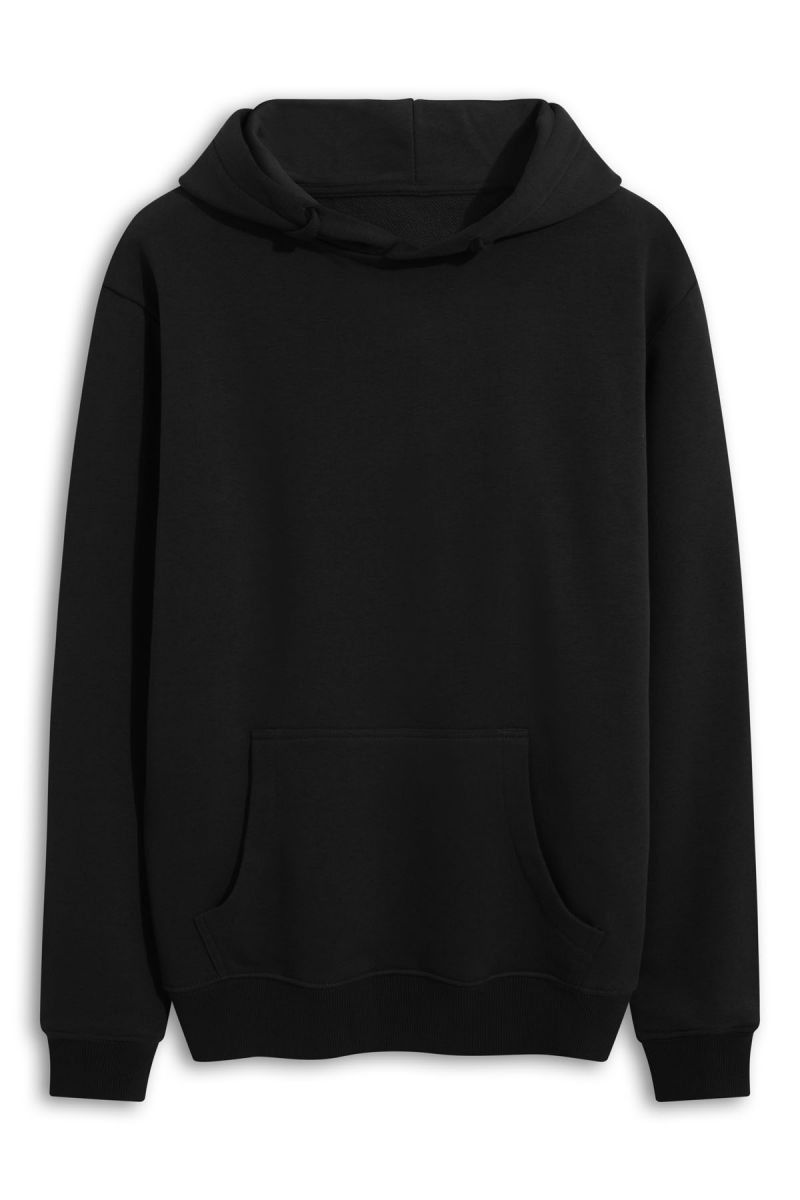 Black Premium Cotton Basic Design Pullover Hoodie