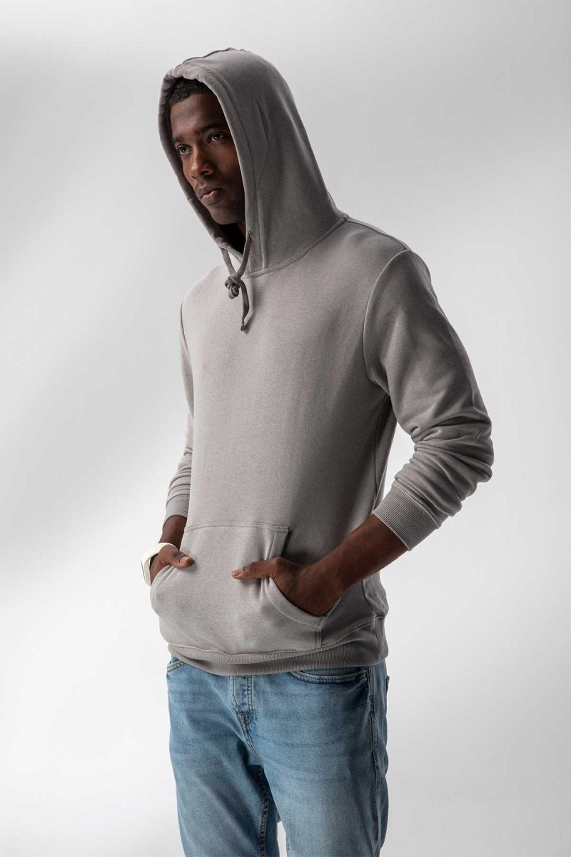 Grey Premium Cotton Basic Design Pullover Hoodie