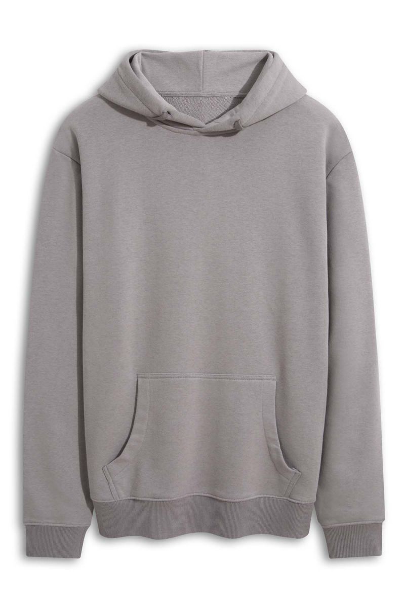 Grey Premium Cotton Basic Design Pullover Hoodie