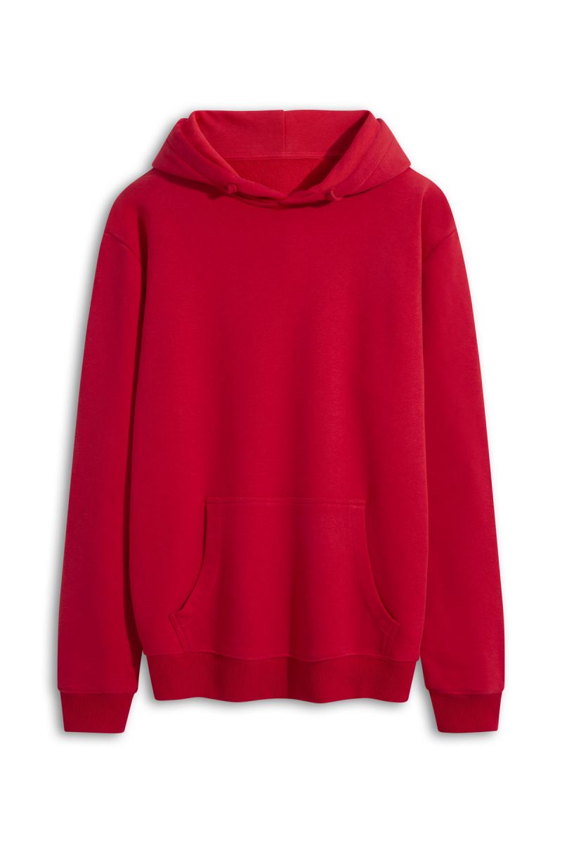 Red Premium Cotton Basic Design Pullover Hoodie