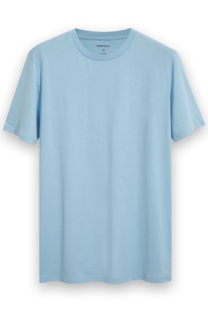 Blue Soft Fabric Basic Design Short Sleeve Tee