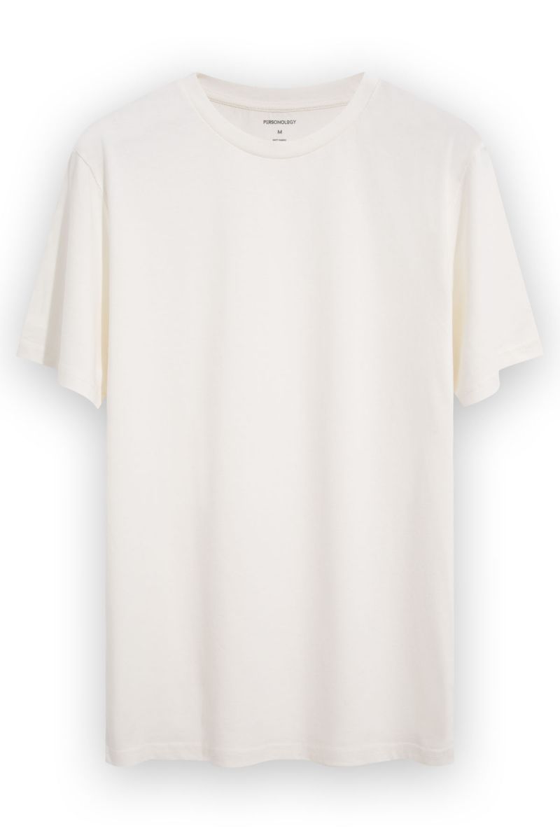 Off White Soft Fabric Basic Design Short Sleeve Tee