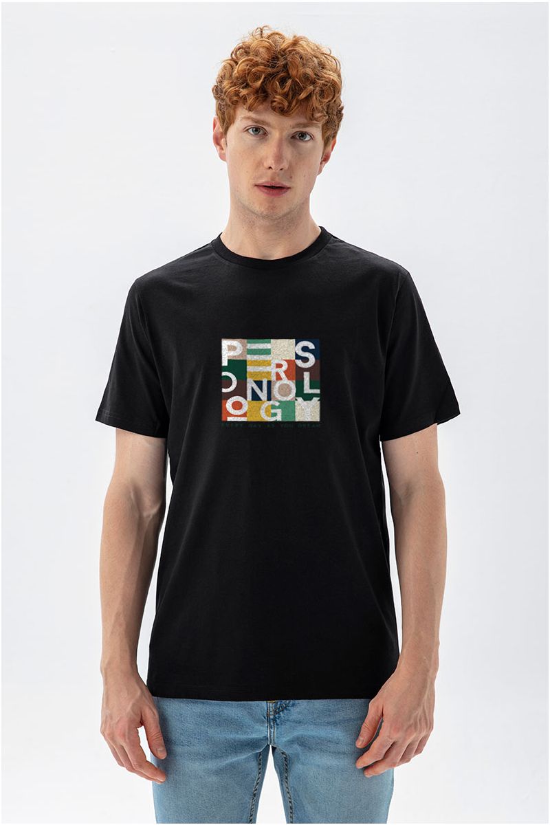 Black Soft Fabric Everyday as You Dream Design Short Sleeve Tee