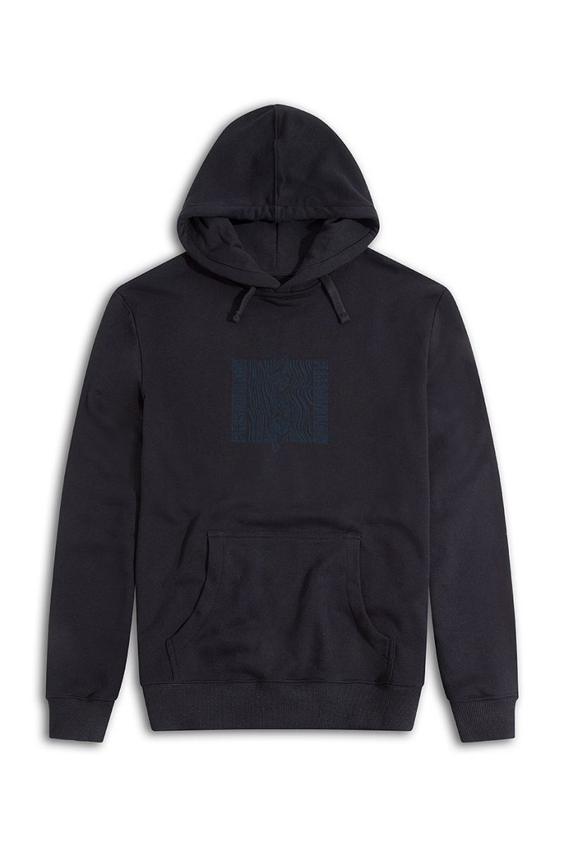 Black Premium Cotton Ocean Design Pullover Hoodie