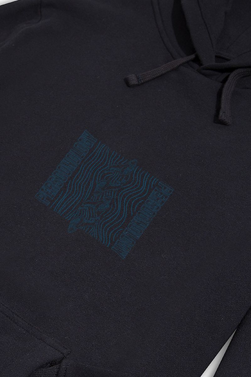 Black Premium Cotton Ocean Design Pullover Hoodie