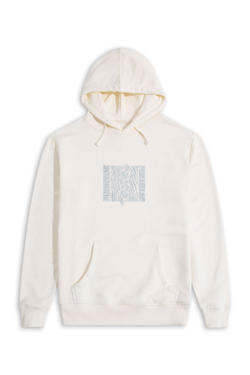 Ecru Premium Cotton Ocean Design Pullover Hoodie