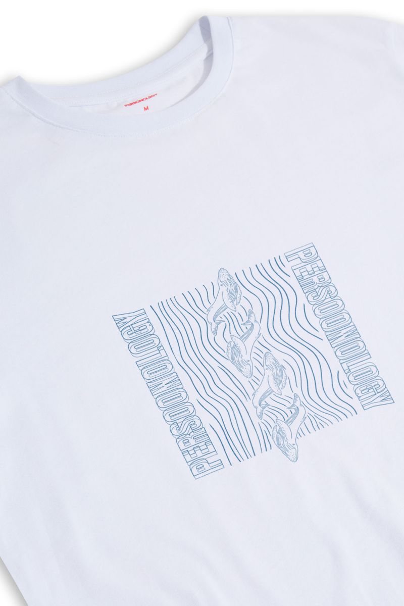 White Soft Fabric Ocean Design Short Sleeve Tee