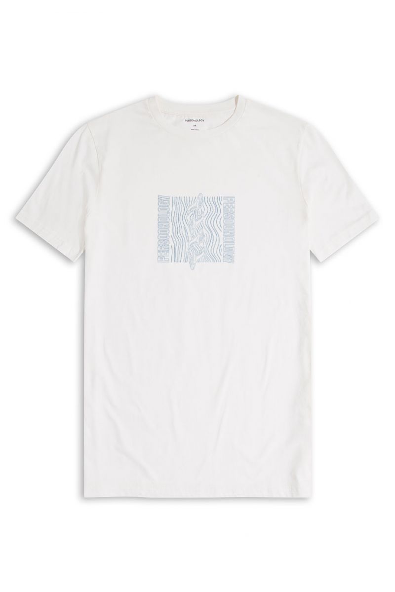 Off White Soft Fabric Ocean Design Short Sleeve Tee