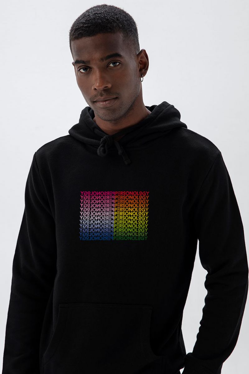 Black Premium Cotton Happy Pride Design Pullover Hoodie