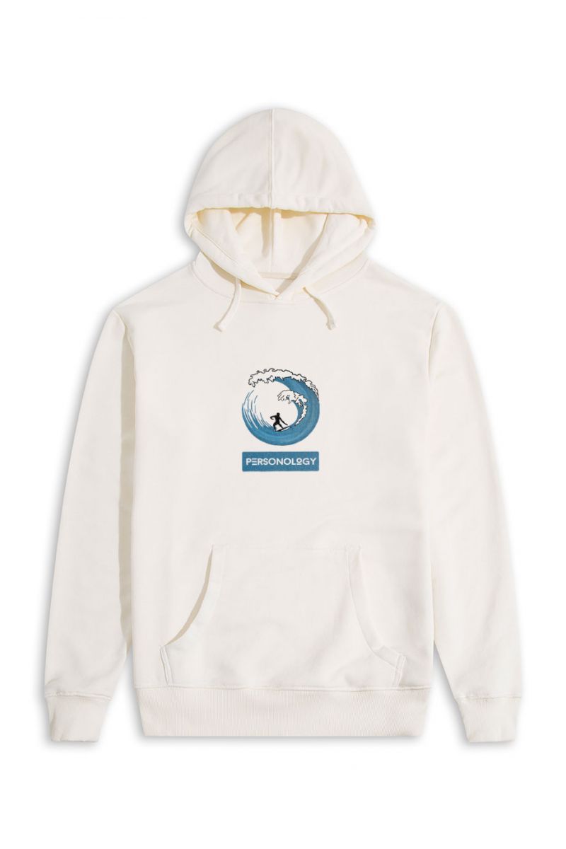 Ecru Premium Cotton Surfing Design Pullover Hoodie