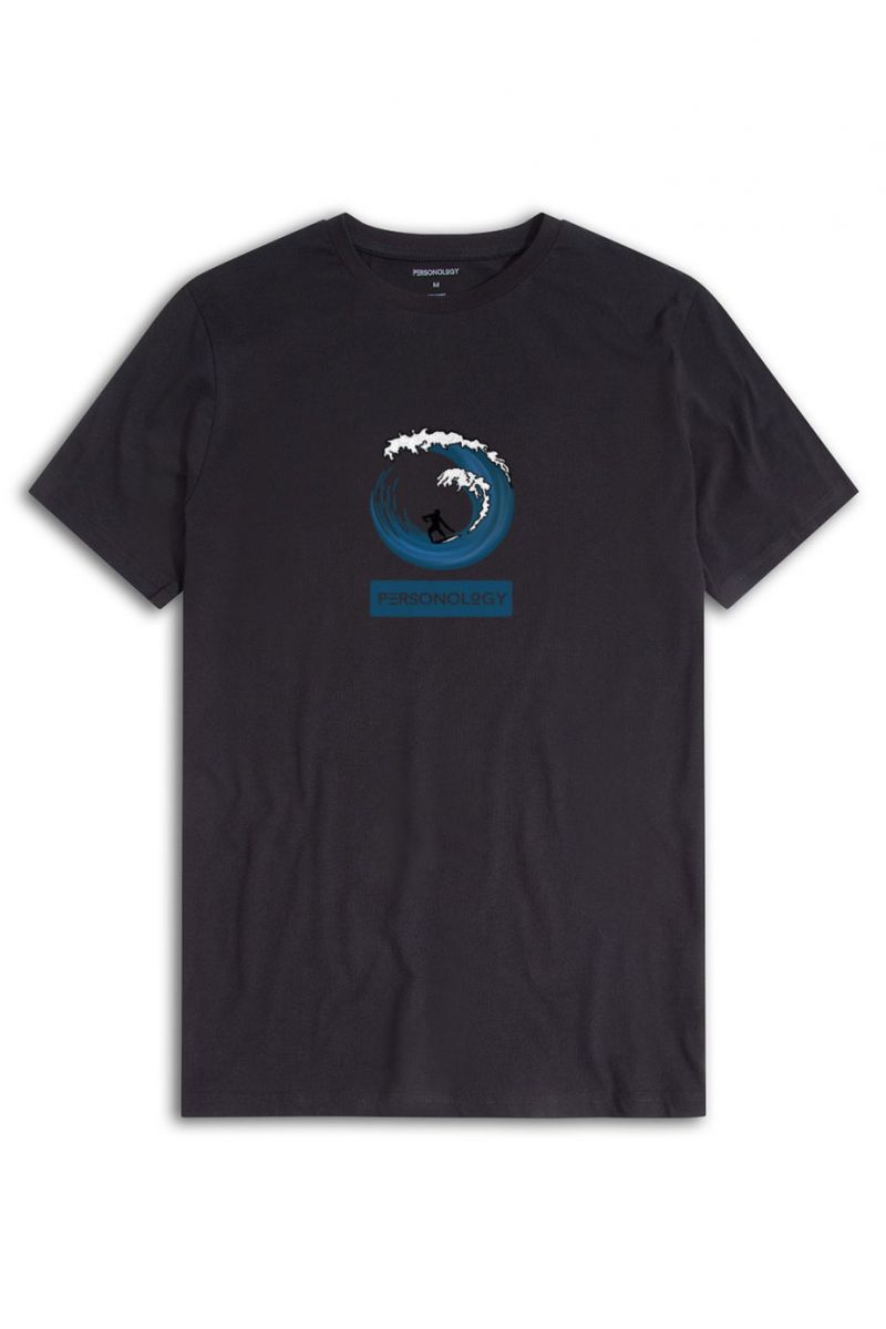 Black Soft Fabric Surfing Design Short Sleeve Tee