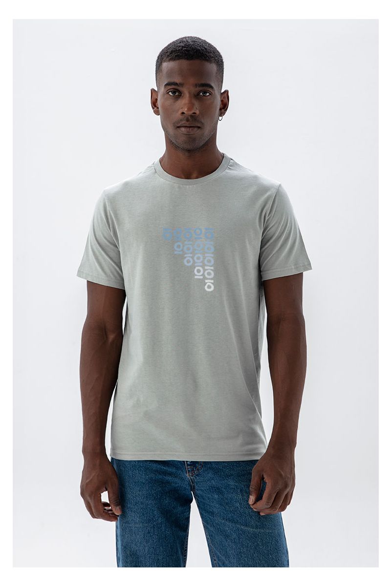Grey Soft Fabric Personologo Design Short Sleeve Tee