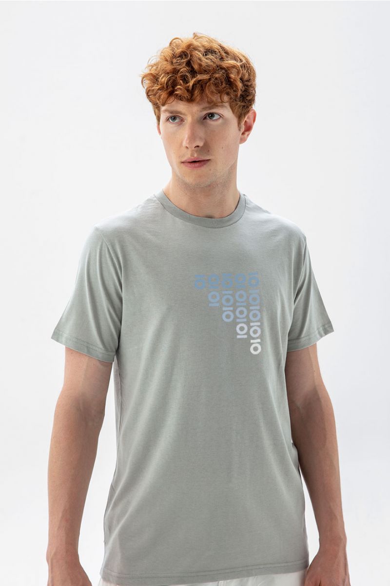 Grey Soft Fabric Personologo Design Short Sleeve Tee