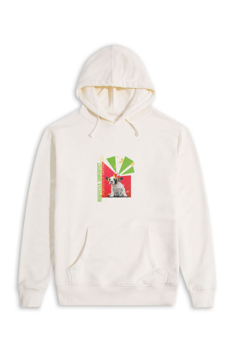 Ecru Premium Cotton Perfectly Imperfect Design Pullover Hoodie