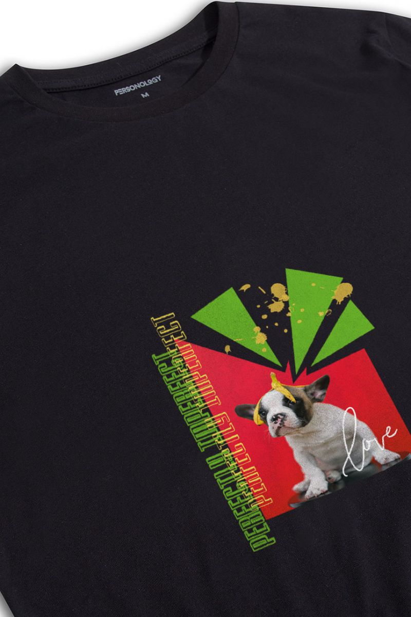 Black Soft Fabric Perfectly Imperfect Design Short Sleeve Tee