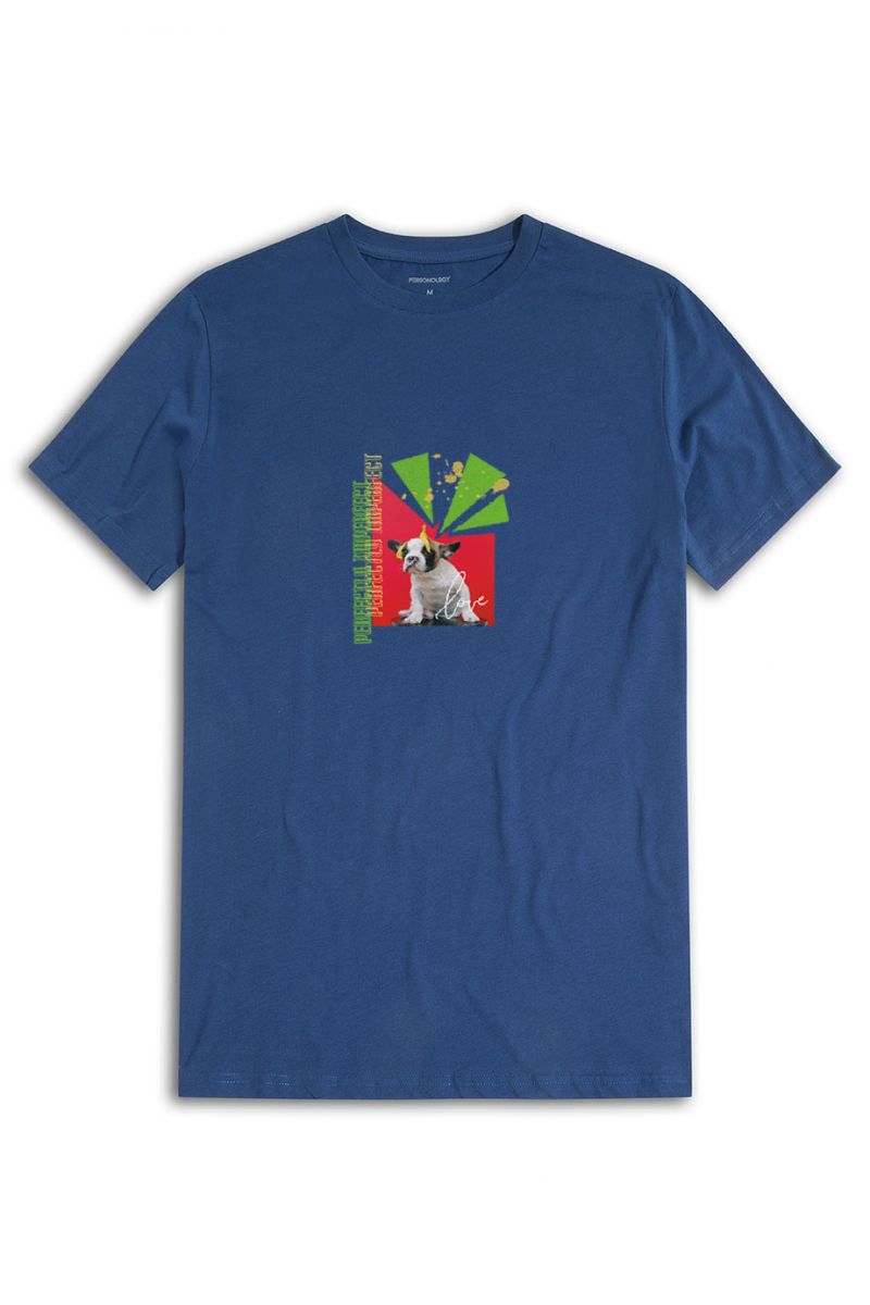 Navy Soft Fabric Perfectly Imperfect Design Short Sleeve Tee