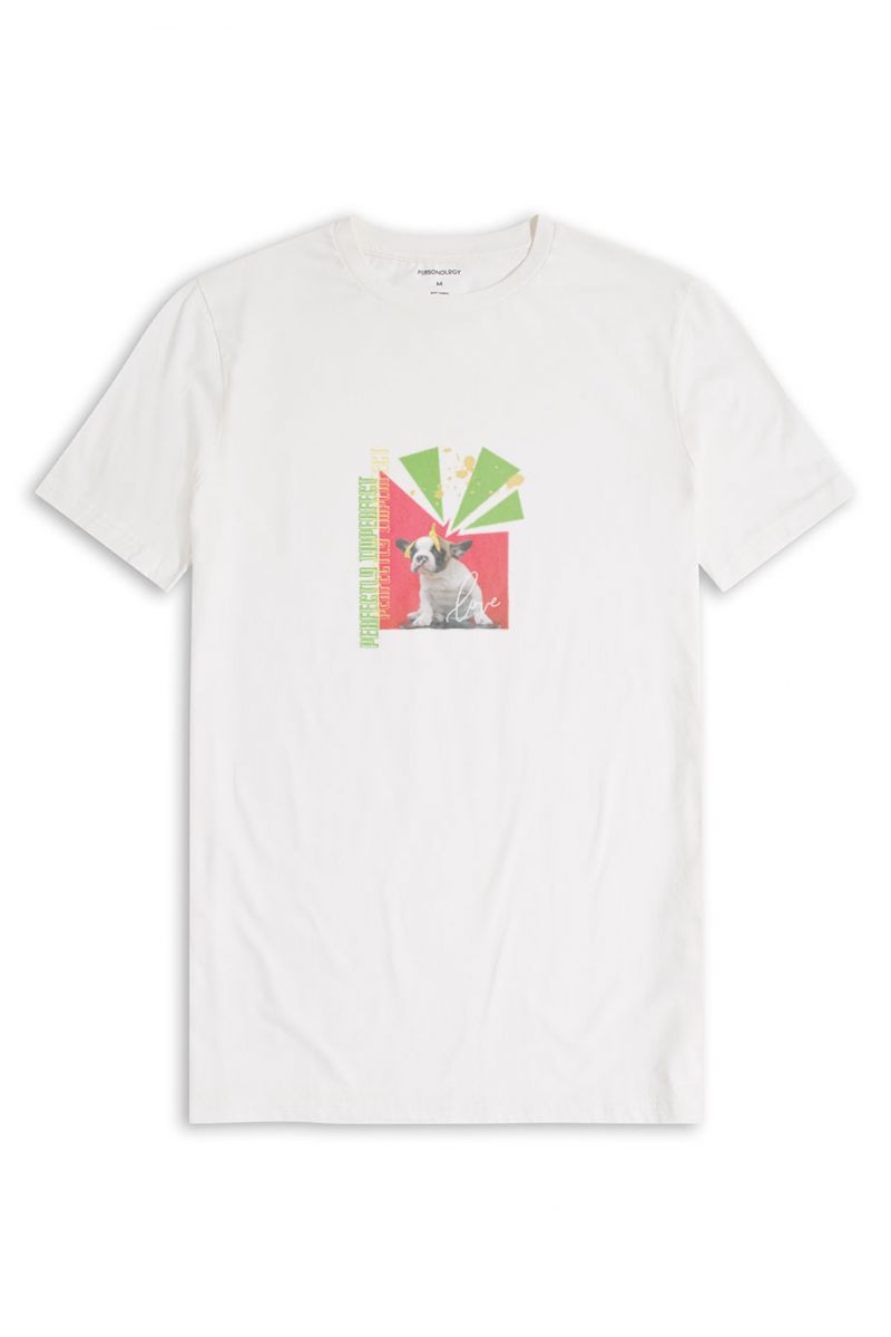 Off White Soft Fabric Perfectly Imperfect Design Short Sleeve Tee