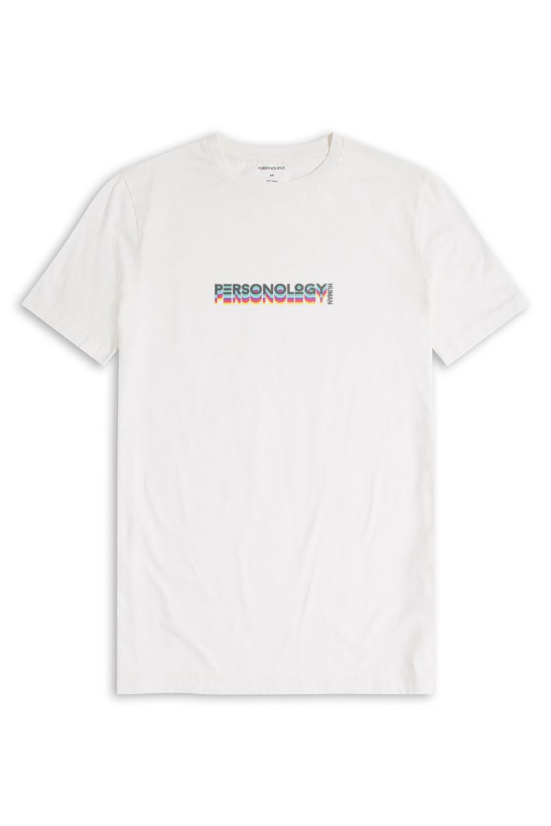Off White Soft Fabric Human Design Short Sleeve Tee