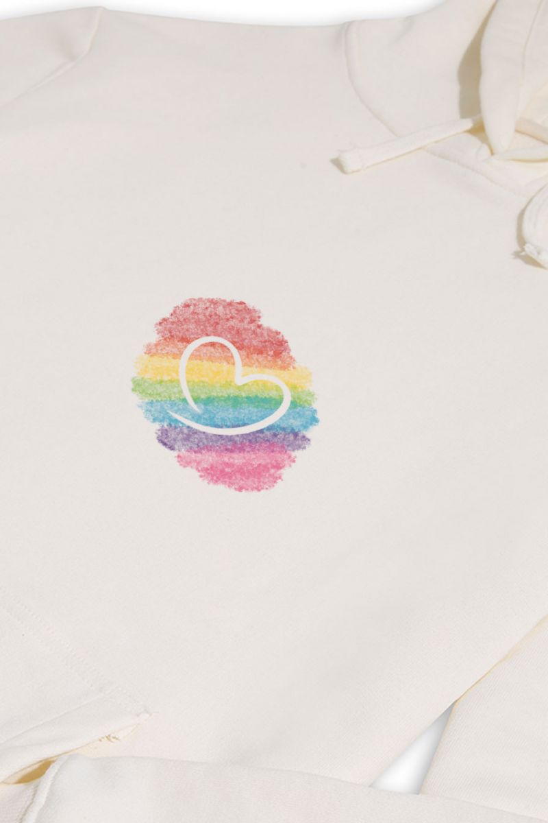 Ecru Premium Cotton Happy Pride Design Pullover Hoodie