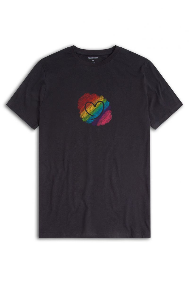 Black Soft Fabric Happy Pride Design Short Sleeve Tee