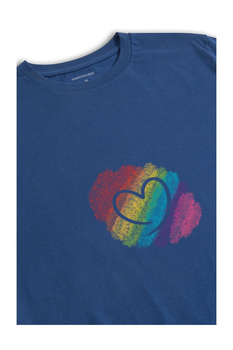 Navy Soft Fabric Happy Pride Design Short Sleeve Tee