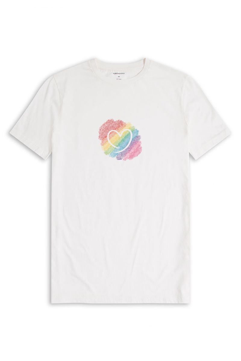 Off White Soft Fabric Happy Pride Design Short Sleeve Tee