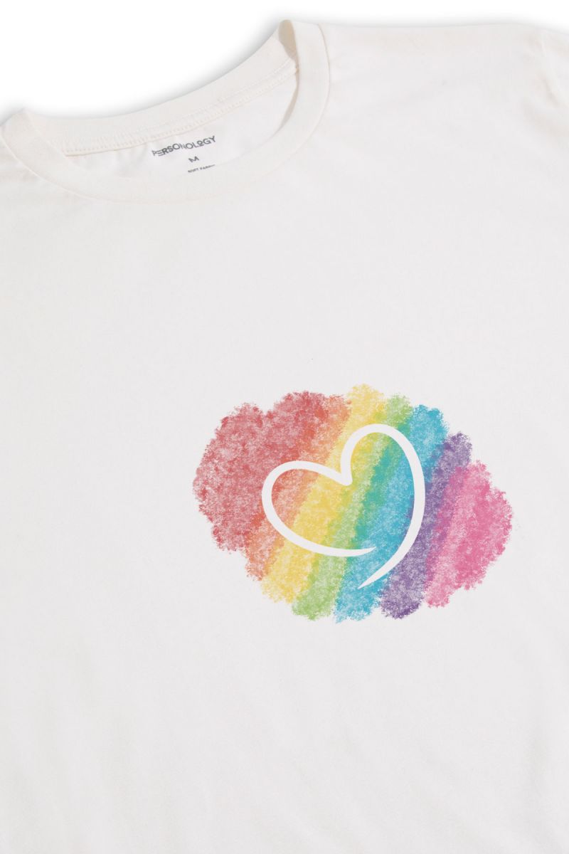 Off White Soft Fabric Happy Pride Design Short Sleeve Tee