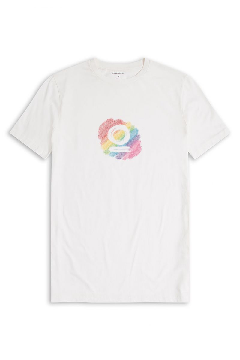 Off White Soft Fabric Happy Pride Design Short Sleeve Tee