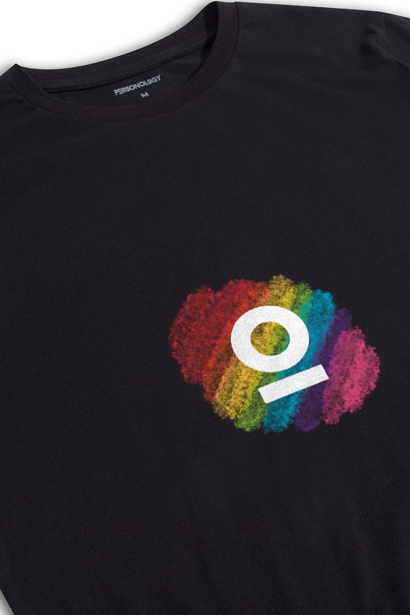 Black Soft Fabric Happy Pride Design Short Sleeve Tee