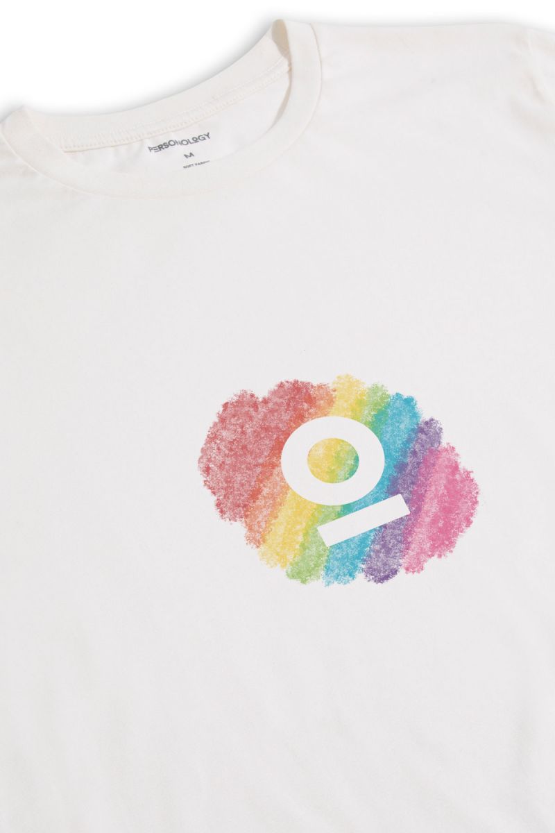 Off White Soft Fabric Happy Pride Design Short Sleeve Tee