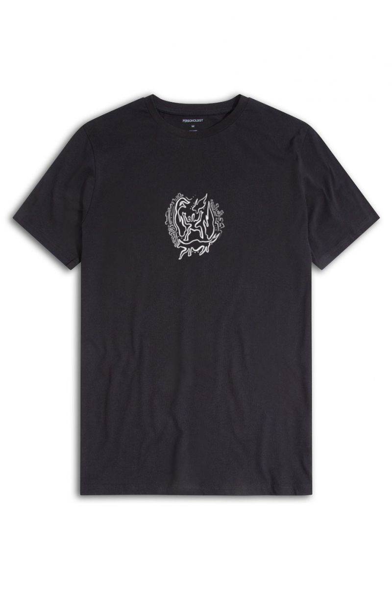 Black Soft Fabric Cave Design Short Sleeve Tee