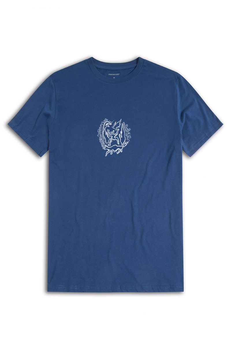 Navy Soft Fabric Cave Design Short Sleeve Tee