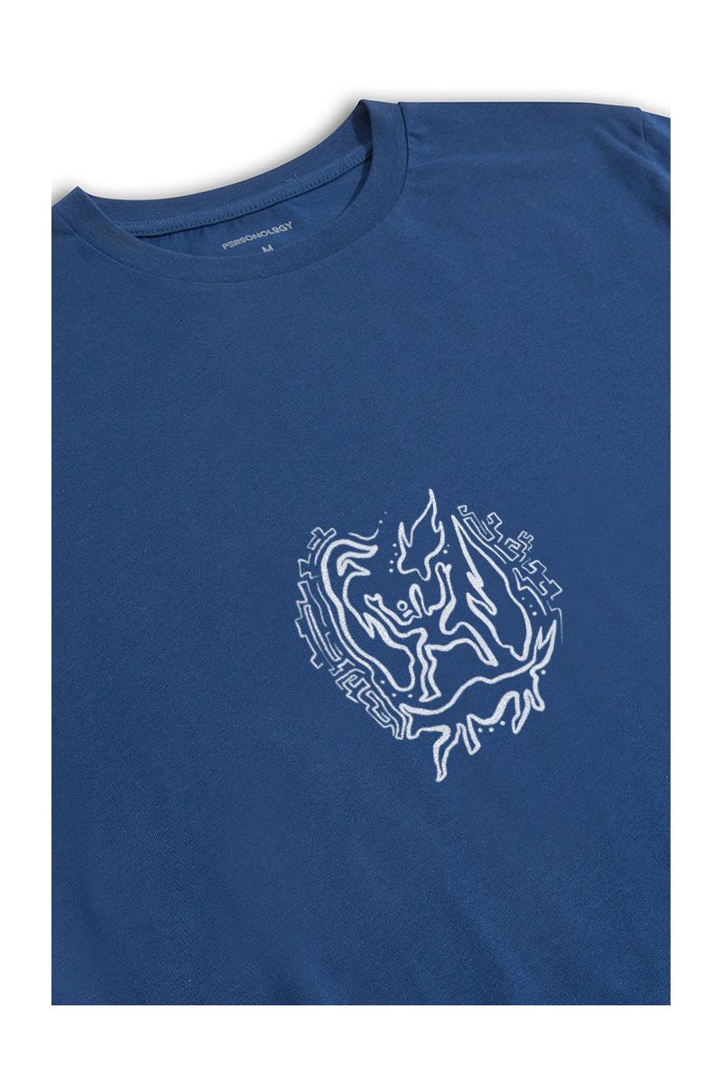Navy Soft Fabric Cave Design Short Sleeve Tee
