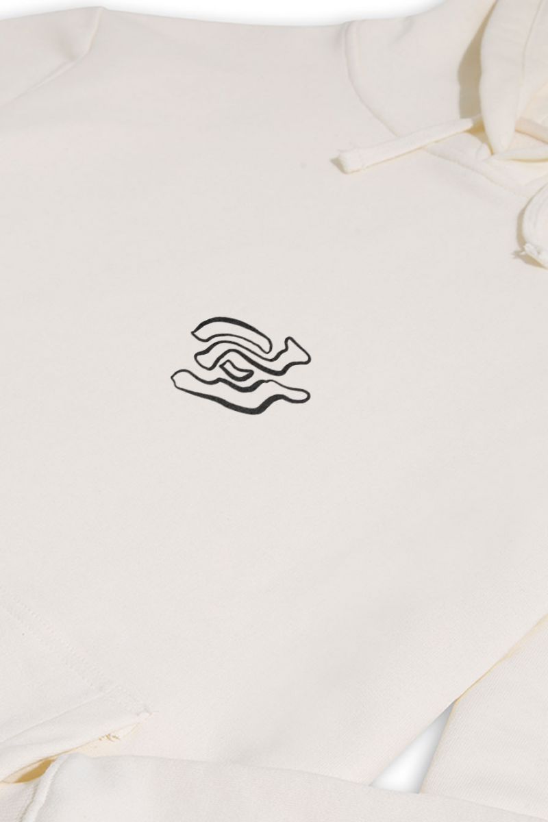 Ecru Premium Cotton Distortion Design Pullover Hoodie
