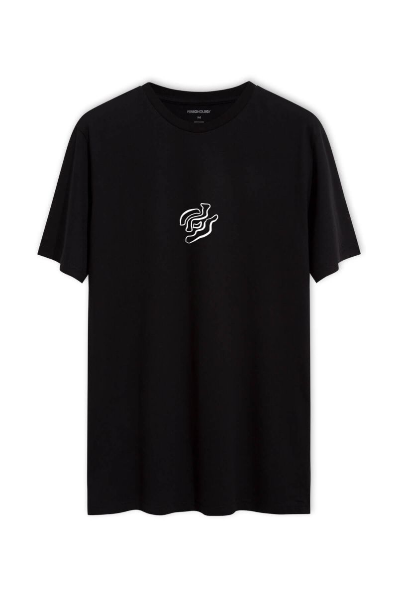 Black Soft Fabric Distortion Design Short Sleeve Tee