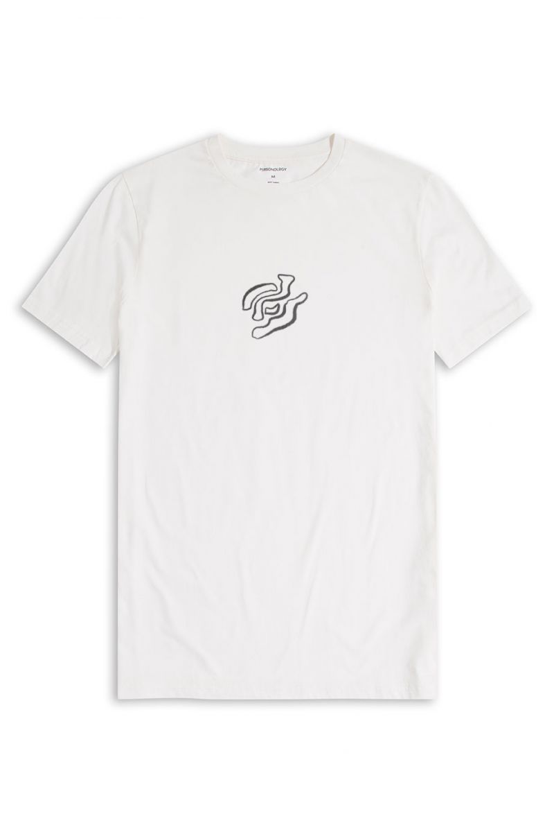 Off White Soft Fabric Distortion Design Short Sleeve Tee