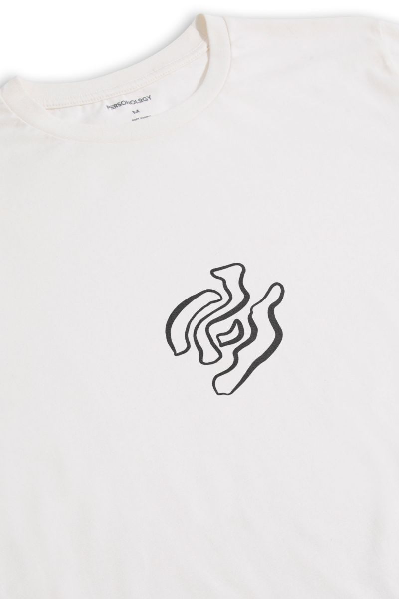 Off White Soft Fabric Distortion Design Short Sleeve Tee