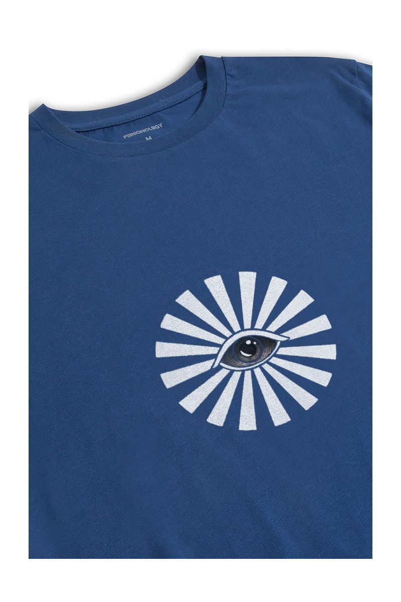 Navy Soft Fabric Eye Design Short Sleeve Tee