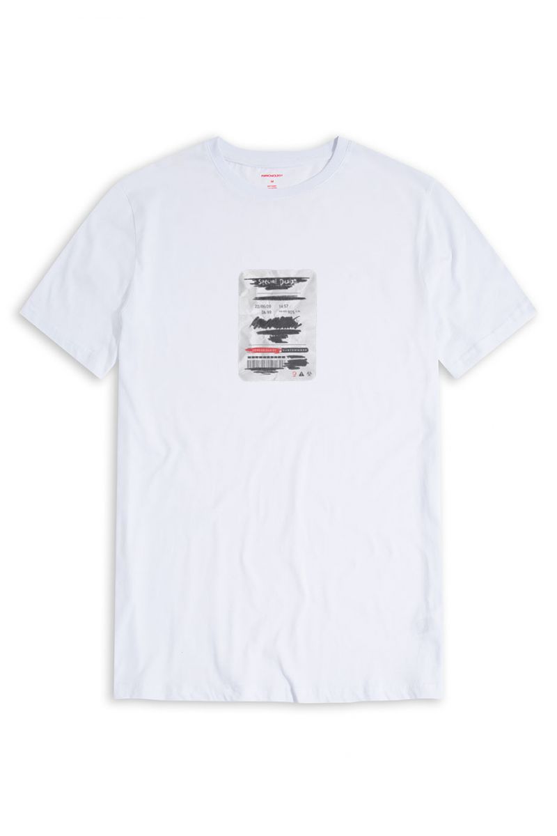 White Soft Fabric Ticket Design Short Sleeve Tee