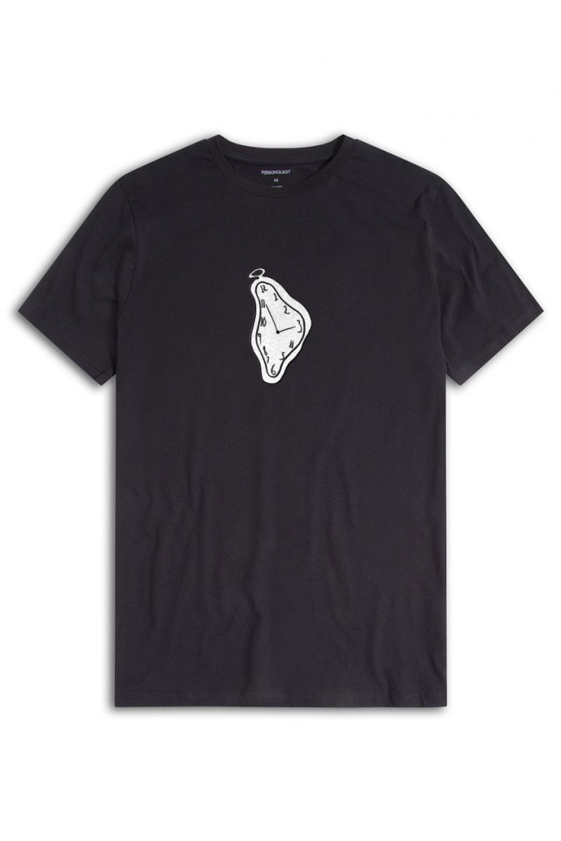 Black Soft Fabric Crying Watch Design Short Sleeve Tee