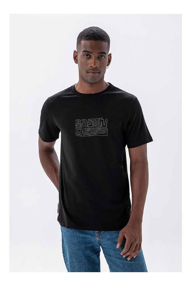 Black Soft Fabric Typepic Personology Design Short Sleeve Tee