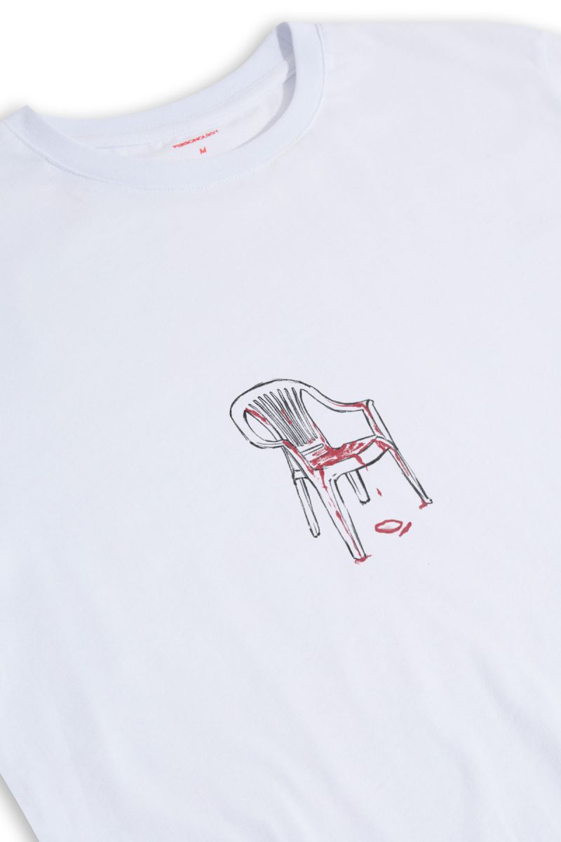 White Soft Fabric Chair Design Short Sleeve Tee