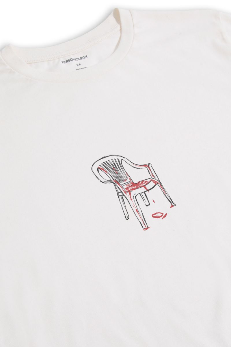 Off White Soft Fabric Chair Design Short Sleeve Tee