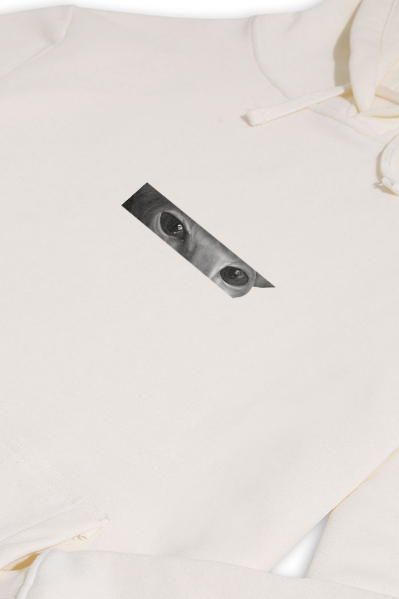Ecru Premium Cotton Cat Design Pullover Hoodie