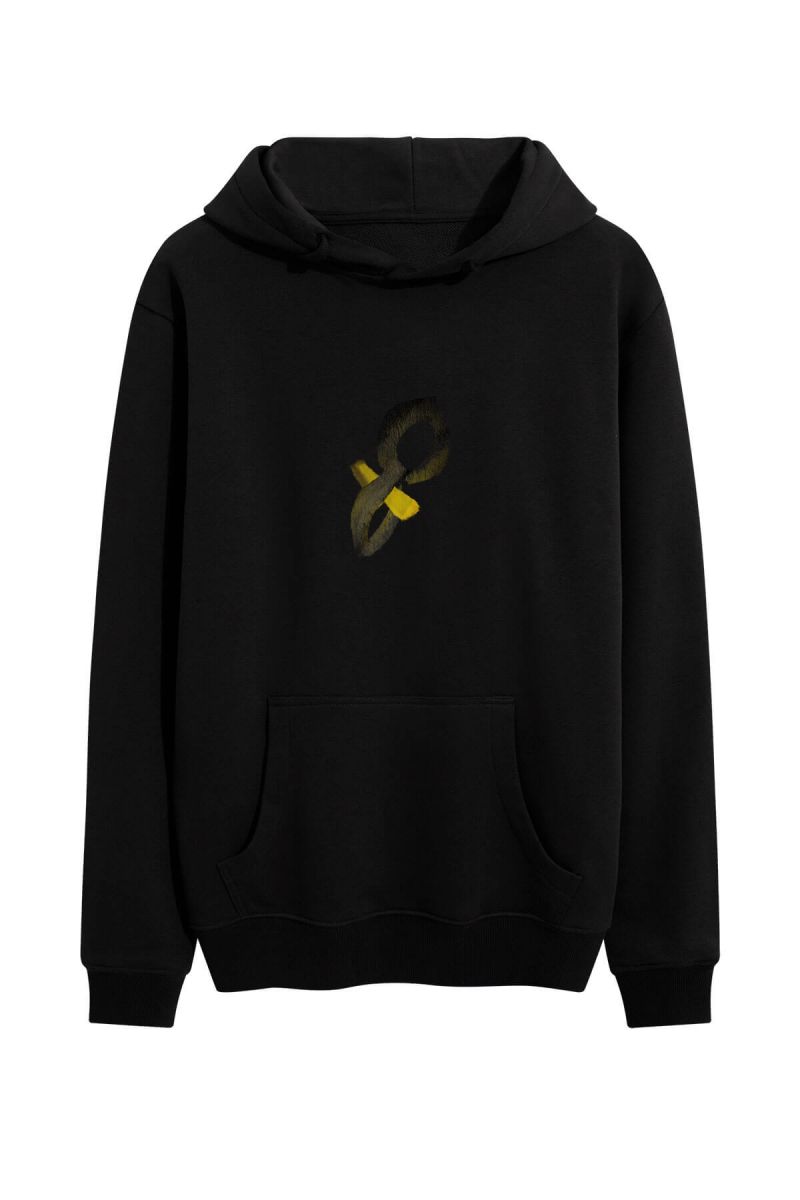 Black Premium Cotton Alef Design Pullover Hoodie