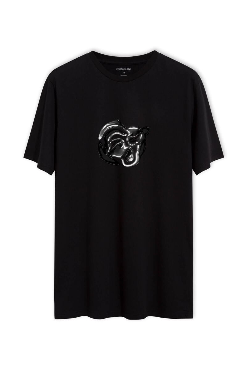 Black Soft Fabric Balloon Design Short Sleeve Tee
