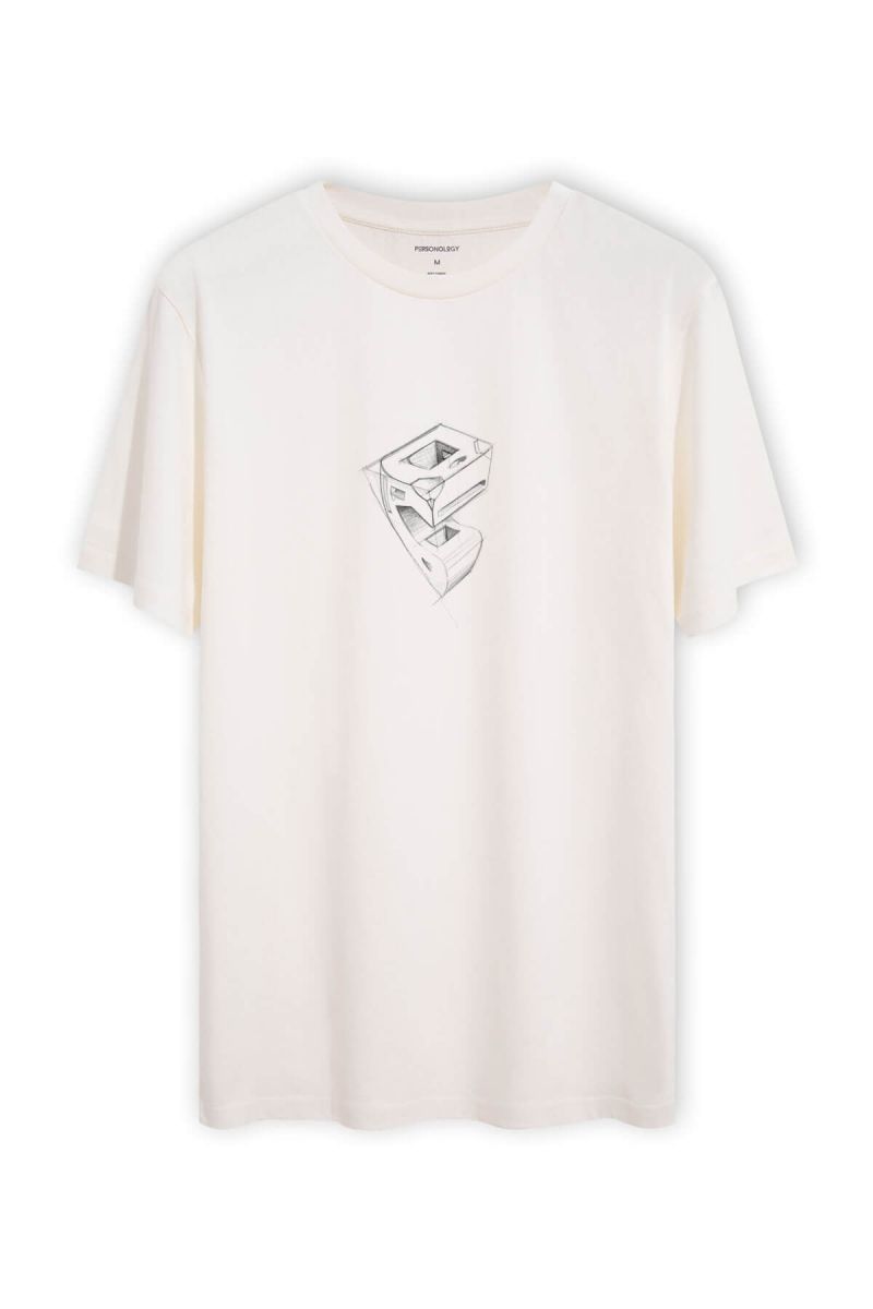 Off White Soft Fabric Concrete Dream Design Short Sleeve Tee